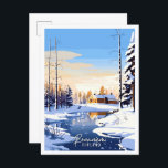 Postal Ilustracion de viajes de época Rovaniemi Finlandia<br><div class="desc">Rovaniemi Finlandia ilustracion de viaje vintage</div>