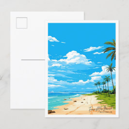 Postal Ilustracion de viajes de Four Mile Beach Australia