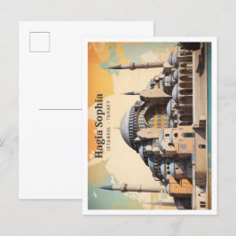 Postal Ilustracion de viajes de Hagia Sophia Istanbul Pop