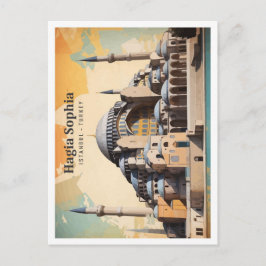 Postal Ilustracion de viajes de Hagia Sophia Istanbul Pop