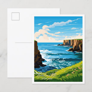 Postal Ilustracion de viajes de la Costa Norte 500 Escoci
