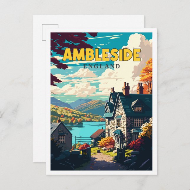 Postal Ilustracion de viajes de la época de la Ambleside  (Anverso / Reverso)