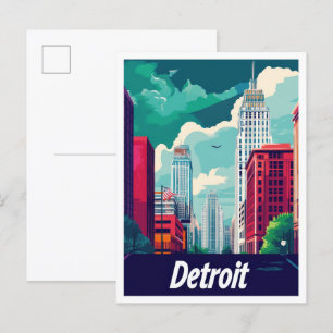 Postal Ilustracion de Viajes de la Viña de Detroit Michig