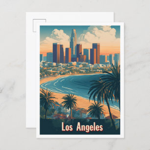Postal Ilustracion de viajes de Los Ángeles South Carolin