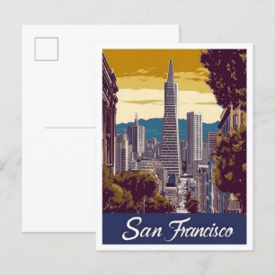 Postal Ilustracion de viajes de los Estados Unidos de San