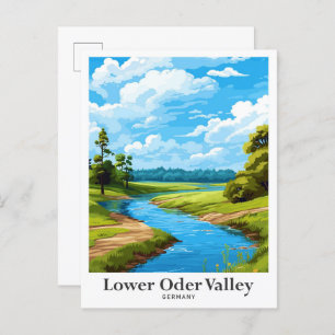 Postal Ilustracion de viajes de Lower Oder Valley Alemani