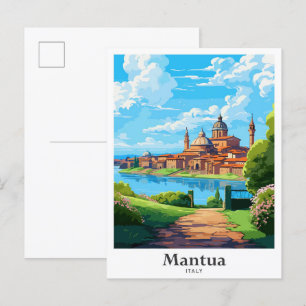 Postal Ilustracion de Viajes de Mantua Italia
