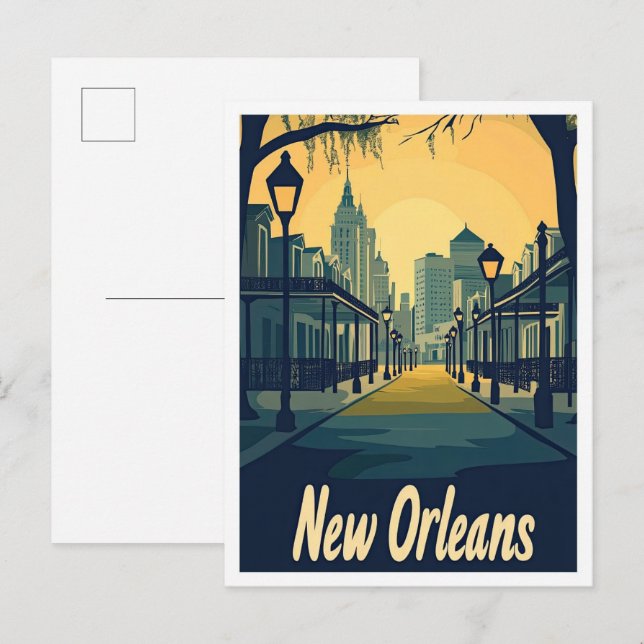 Postal Ilustracion de Viajes de Nueva Orleans Louisiana V (Anverso / Reverso)