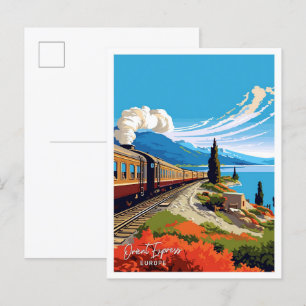 Postal Ilustracion de Viajes de Orient Express Europe