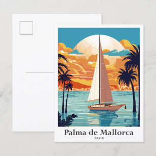 Postal Ilustracion de Viajes de Palma de Mallorca España