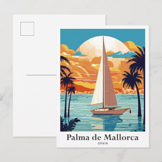 Postal Ilustracion de Viajes de Palma de Mallorca España (Anverso / Reverso)