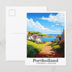 Postal Ilustracion de Viajes de Portholland Cornwall Vint