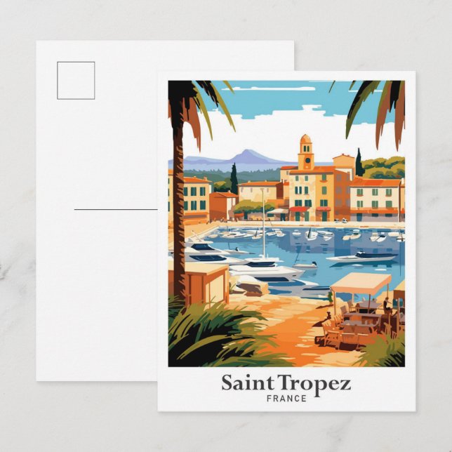 Postal Ilustracion de viajes de Saint Tropez France (Anverso / Reverso)