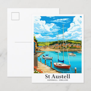 Postal Ilustracion de Viajes de St Austell Cornwall Engla