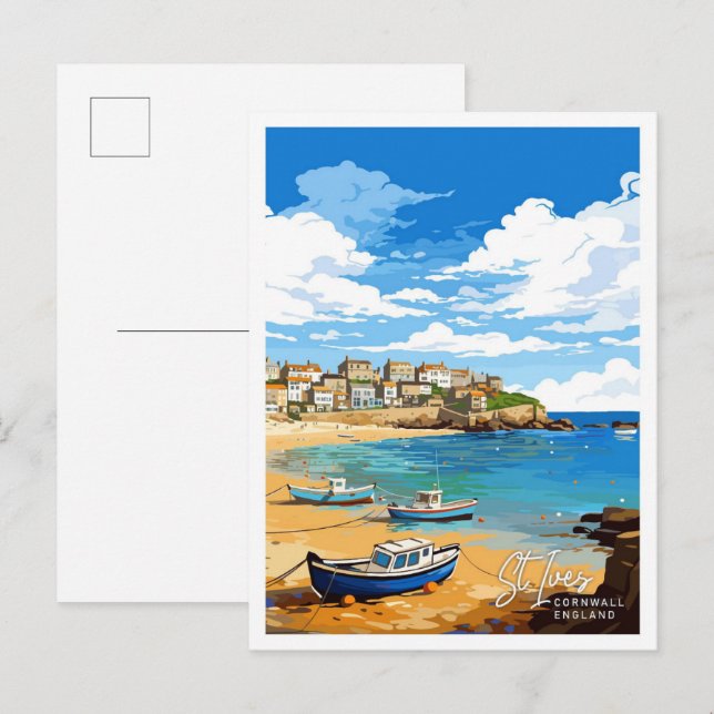 Postal Ilustracion de Viajes de St Ives Cornwall England (Anverso / Reverso)