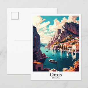 Postal Ilustracion de Viajes de Viaje de la Antigua Croac