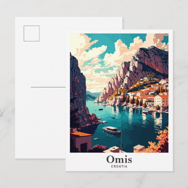 Postal Ilustracion de Viajes de Viaje de la Antigua Croac (Anverso / Reverso)