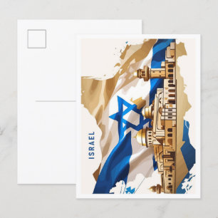 Postal Ilustracion de Viajes de Vintage de Israel