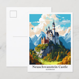 Postal Ilustracion de Viajes del Castillo de Neuschwanste