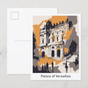 Postal Ilustracion de Viajes del Palacio de Versalles