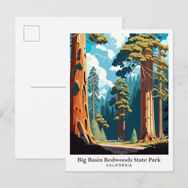 Postal Ilustracion de viajes del Parque Estatal de las se (Anverso / Reverso)