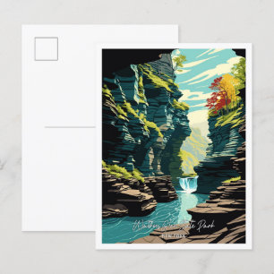Postal Ilustracion de Viajes del Parque Estatal Watkins G