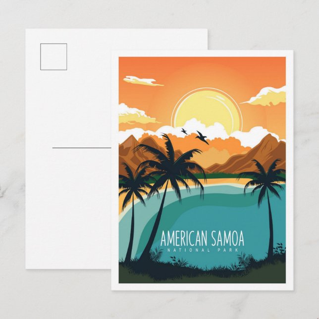 Postal Ilustracion de Viajes del Parque Nacional de Samoa (Anverso / Reverso)