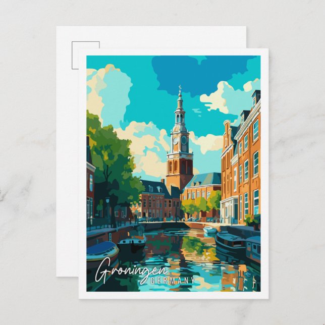 Postal Ilustracion de viajes intermedios de Groningen Ale (Anverso / Reverso)