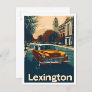 Postal Ilustracion de viajes Lexington Kentucky Art Vinta