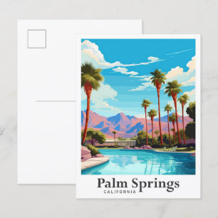 Postal Ilustracion de viajes Palm Springs California