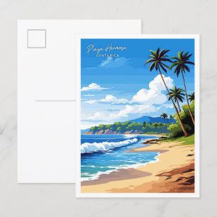 Postal Ilustracion de Viajes Playa Hermosa Costa Rica