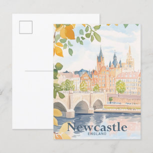 Postal Ilustracion de viajes por acuarela de Newcastle En
