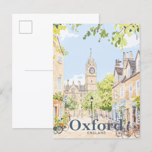 Postal Ilustracion de viajes por acuarela de Oxford Engla