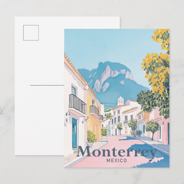 Postal Ilustracion de viajes por acuarela México en Monte (Anverso / Reverso)