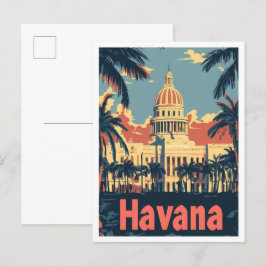 Postal Ilustracion de viajes por arte de La Habana Cuba
