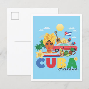Postal Ilustracion de viajes por arte de La Habana Cuba