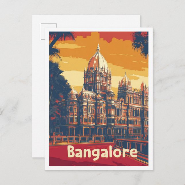 Postal Ilustracion de viajes por arte de la India de Bang (Anverso / Reverso)
