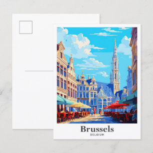 Postal Ilustracion de Viajes por Viaje de Bruselas Bélgic