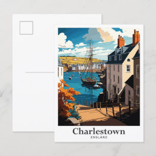 Postal Ilustracion de Viajes por Vintage de Charlestown E
