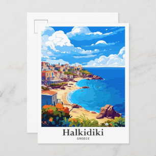 Postal Ilustracion de Viajes por Vintage de Halkidiki Gre