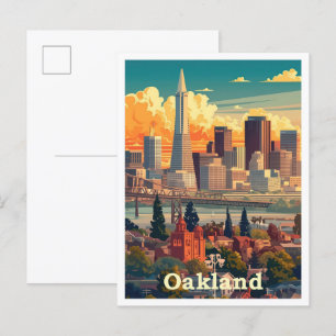 Postal Ilustracion de Viajes por Vintage de Oakland Calif