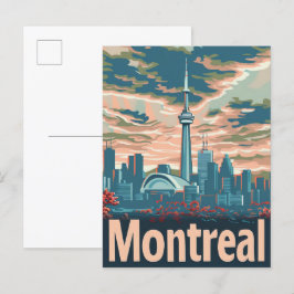 Postal Ilustracion de Viajes Retro Vintage de Montreal Ca