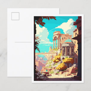 Postal Ilustracion de viajes Side Turkey Art Vintage