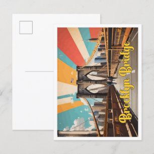 Postal Ilustracion de viajes sobre arte pop en el puente 