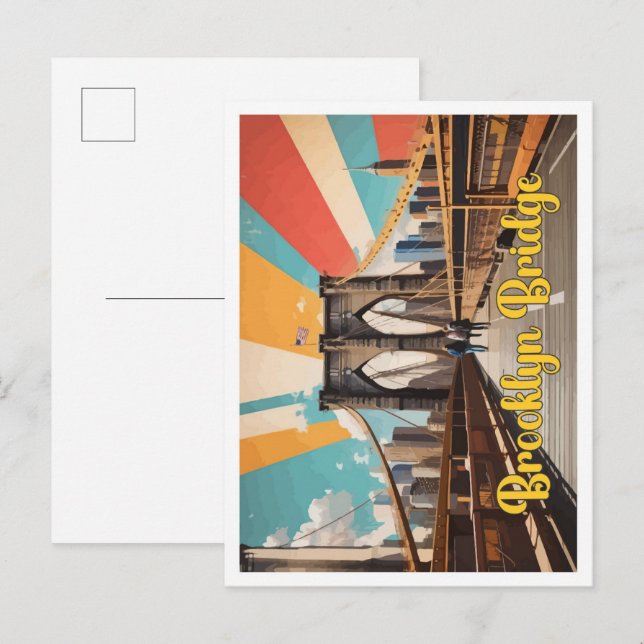 Postal Ilustracion de viajes sobre arte pop en el puente  (Anverso / Reverso)