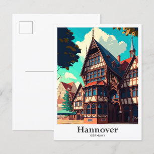 Postal Ilustracion de Viajes Vintage de Alemania Hannover
