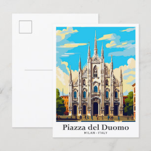 Postal Ilustracion de Viajes Vintage de Arte de la Piazza