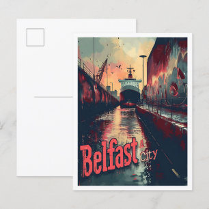 Postal Ilustracion de Viajes Vintage de Belfast North Ire