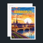 Postal Ilustracion de viajes vintage de Burdeos France<br><div class="desc">Ilustracion del lugar de viaje vintage de Burdeos France</div>