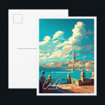 Postal Ilustracion de viajes vintage de Cádiz España<br><div class="desc">Cádiz España vintage lugar de ilustracion</div>